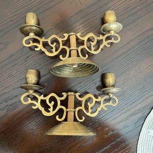 Brass vintage candle stick pair